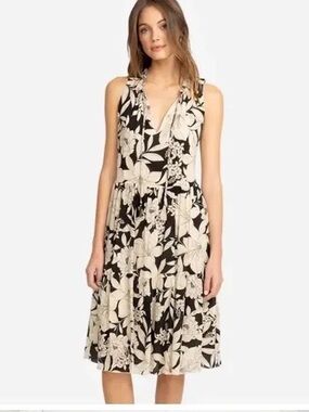 Jade by Johnny Was Juliette Silk Tiered Dress in Floral Black Size XS